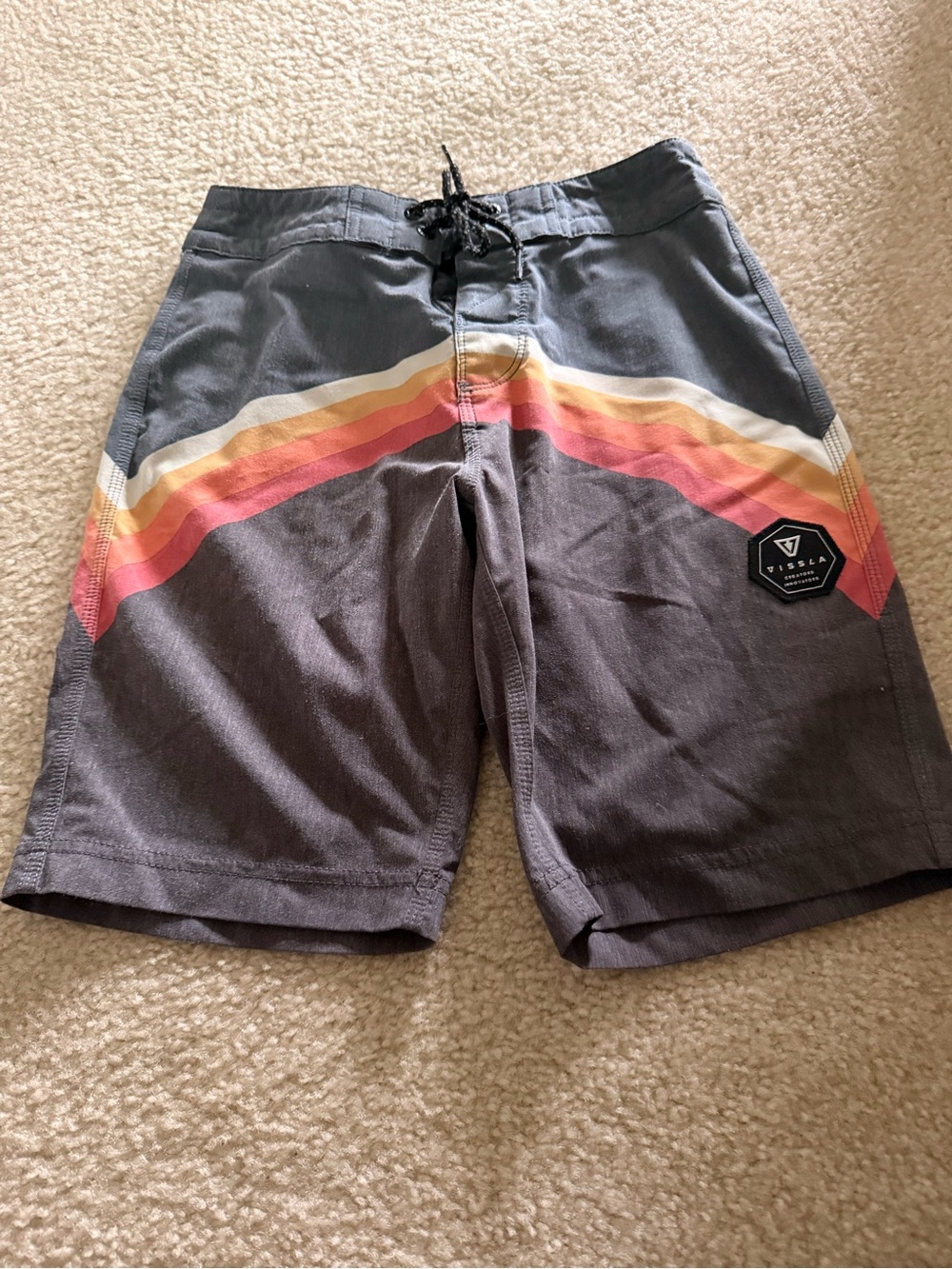 Vissla Boys Gray Stripe Retro Boardshorts